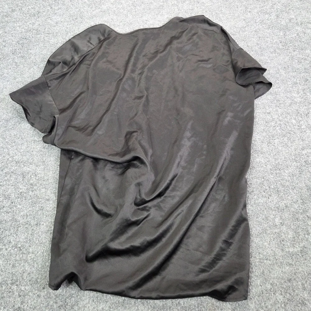 NEW Victoria Secret Robe Black Satin‎ Tie Front Sexy Ruffle One Size $58